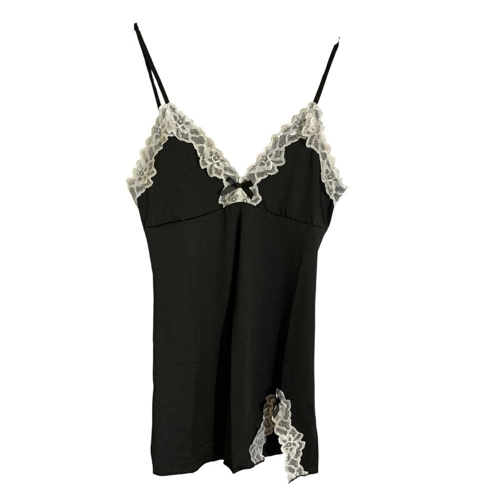 Black Lace Slip Set with Thong V Neck M/L or XL Host Pick - Picture 2 of 10